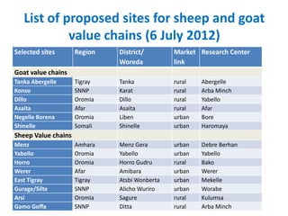 Ethiopia Small Ruminants Value Chain Component Situation Report 2012