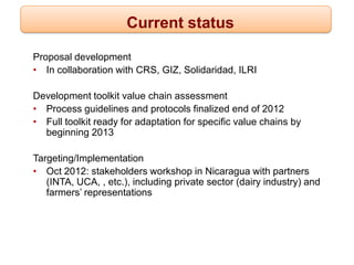 Honduras and Nicaragua Dairy Value Chain Component Situation Report 2012