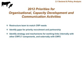 Update on value chain development theme