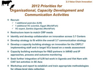 Update on value chain development theme