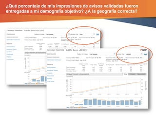 ¿Qué porcentaje de mis impresiones de avisos validadas fueron
entregadas a mi demografía objetivo? ¿A la geografía correcta?




                © comScore, Inc.   Proprietary.   22
 