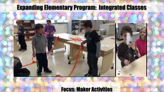 Focus: Maker Activities
Expanding Elementary Program: Integrated Classes
 
