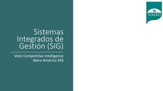 Sistemas
Integrados de
Gestión (SIG)
Valio Competitive Intelligence
Ibero-América SAS
 