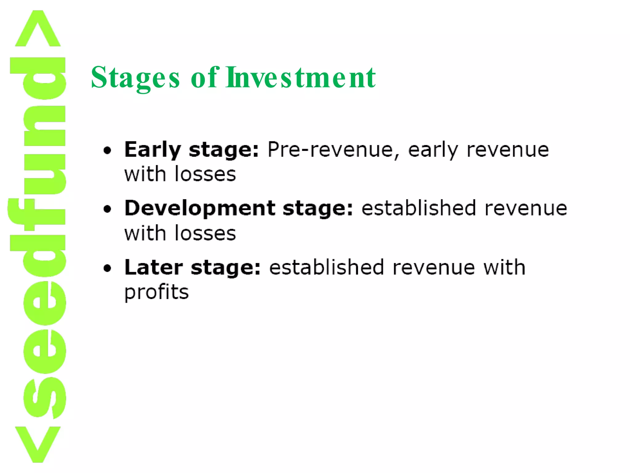 Stages of Investment 