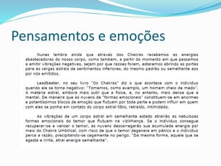 Pensamentos e emoções
 