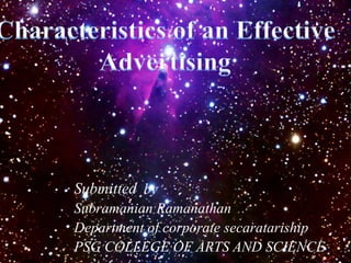 Submitted by
Subramanian Ramanathan
Department of corporate secaratariship
PSG COLLEGE OF ARTS AND SCIENCE
 