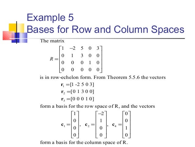 null space rank and nullity theorem column echelon form