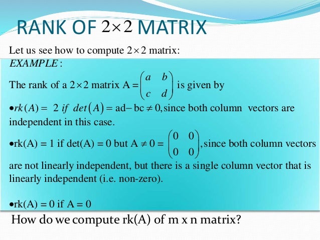 rank of matrix