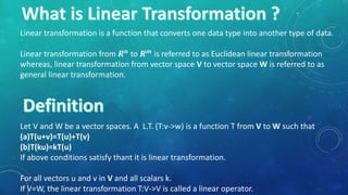 Linear transforamtion and it,s applications.(VCLA) | PPTX