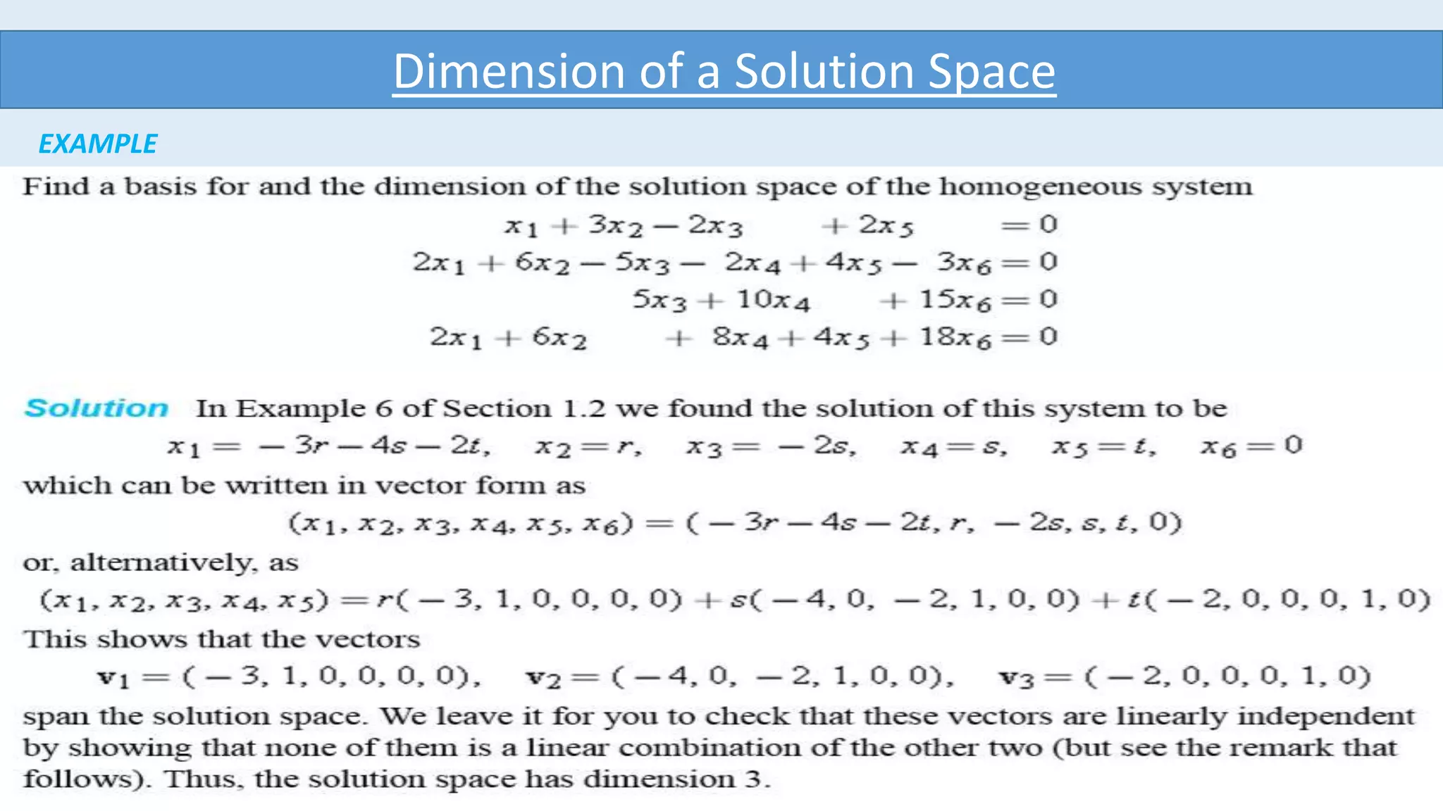 34
Dimension of a Solution Space
EXAMPLE
 