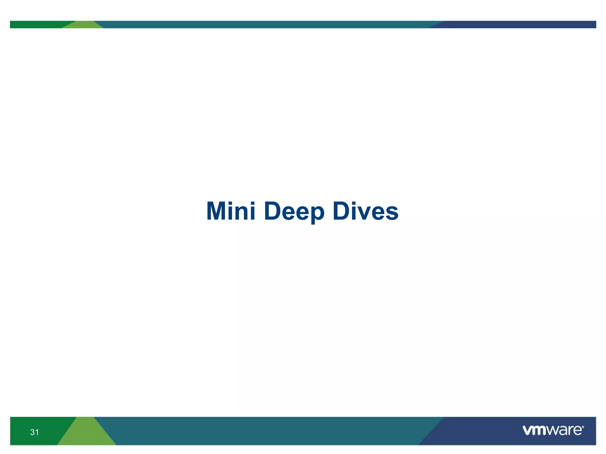 31
Mini Deep Dives
 