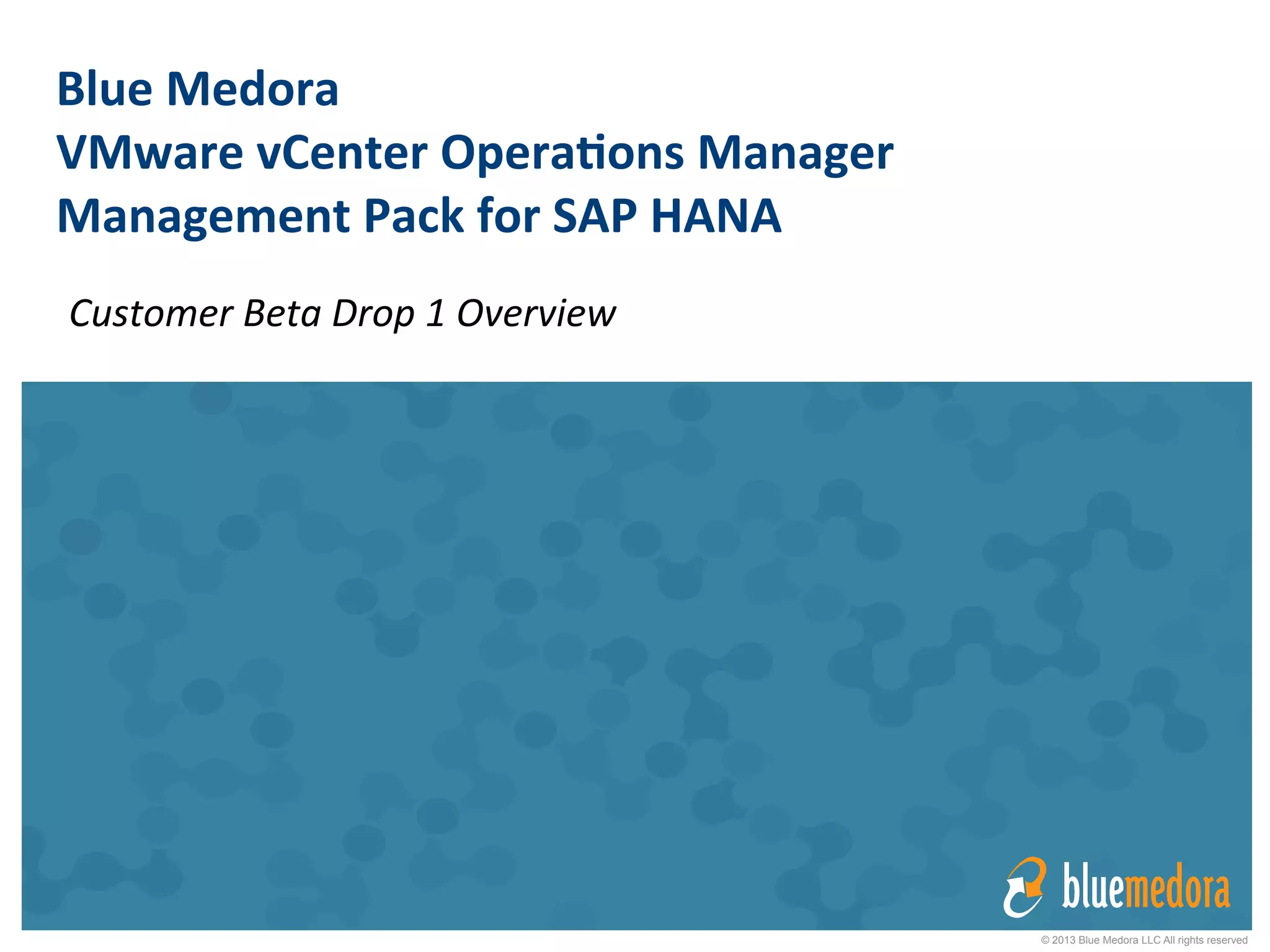 VMware vCenter Operations (vCOps) Management Pack for SAP HANA Overview PPT