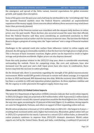 Page | 23
VIETNAM COTTON AND SPINNING ASSOCIATION_______________________DEC 2021 – MONTHLY REPORT
the emergence and spread...