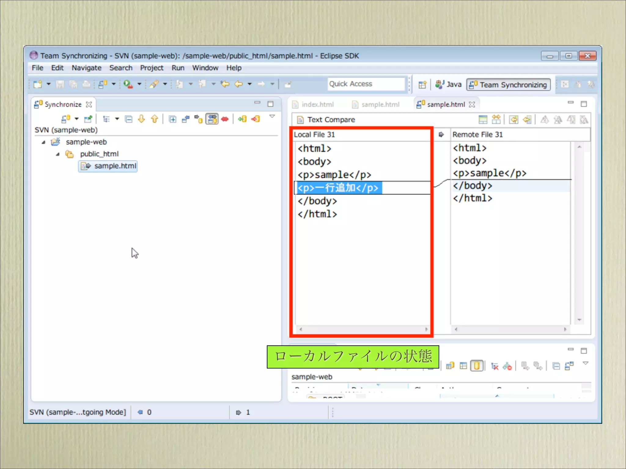 ローカルファイルの状態
 