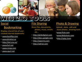 www.google.com/reader/BloggingAccording to Pew Internet & American life Project phone survey almost 40% of 147 million adult Internet users read blogswww.blogger.comhttp://classblogmeister.comhttp://edublogs.orgWikisIs a web page that allows  readers to write, edit, add,  and change the page’s content at any timewww.jotspot.com/learn/