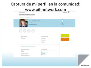 Captura de mi perfil en la comunidad:
       www.pil-network.com
 