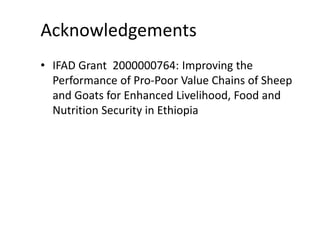 Update on the sheep and goat meat value chain transformation in Ethiopia project