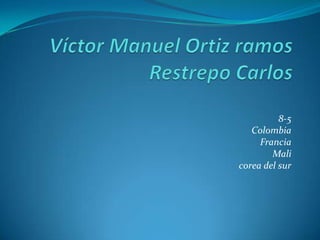 Víctor Manuel Ortiz ramos Restrepo Carlos 8-5  Colombia  Francia Mali corea del sur 