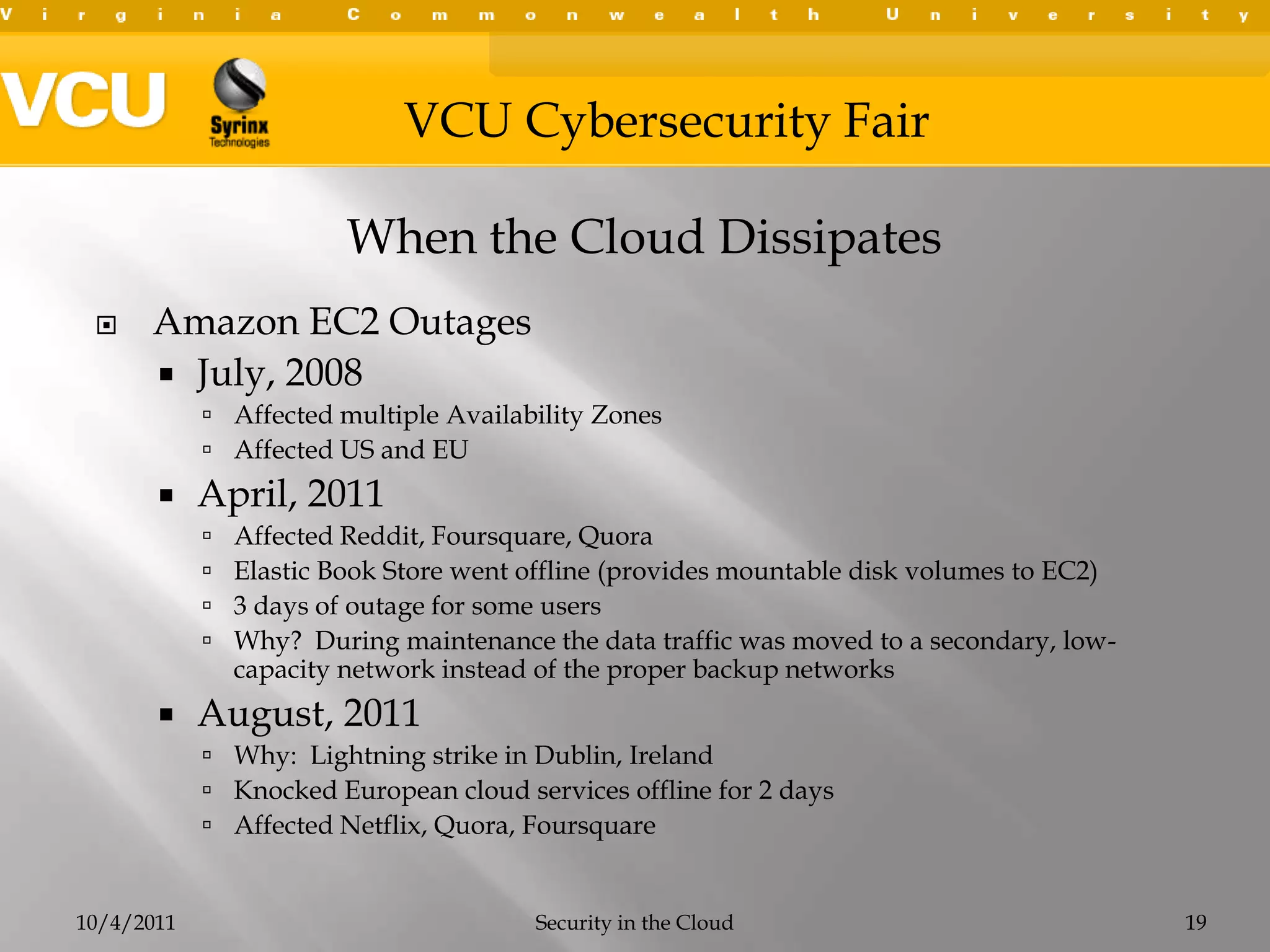 Dell10/4/2011Security in the Cloud11Infrastructure as a Service (IaaS)