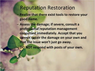 Reputation Restored The Reputation Economy (July/2015) | PDF