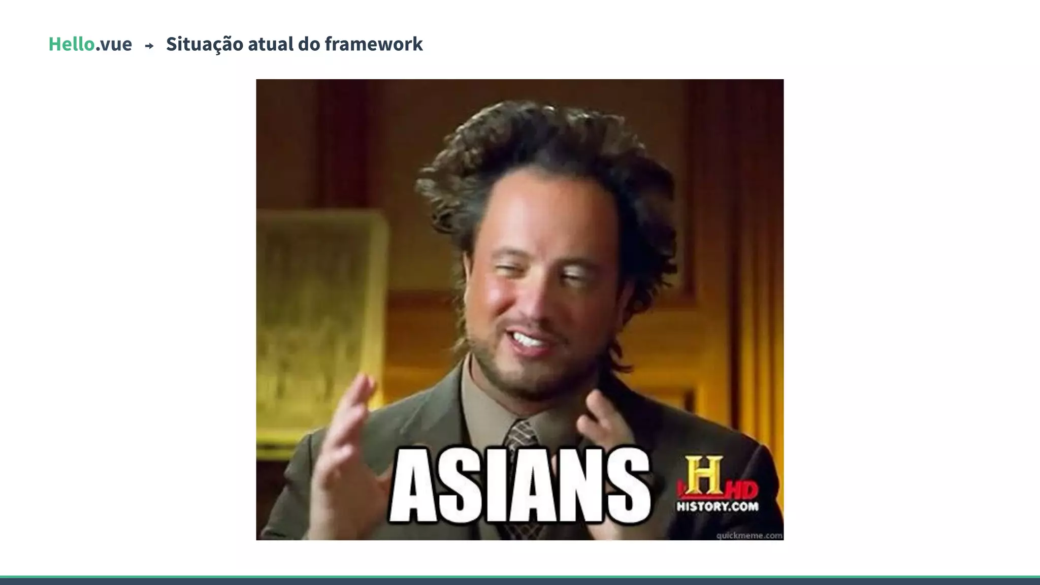 Hello.vue Situação atual do framework
 