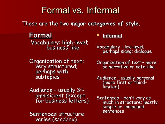 formal letter letter vs informal Tone, & Style, Mood