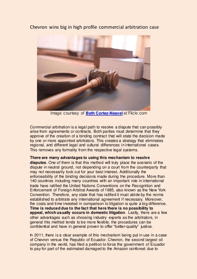 Chevron wins big in high profile commercial arbitration case