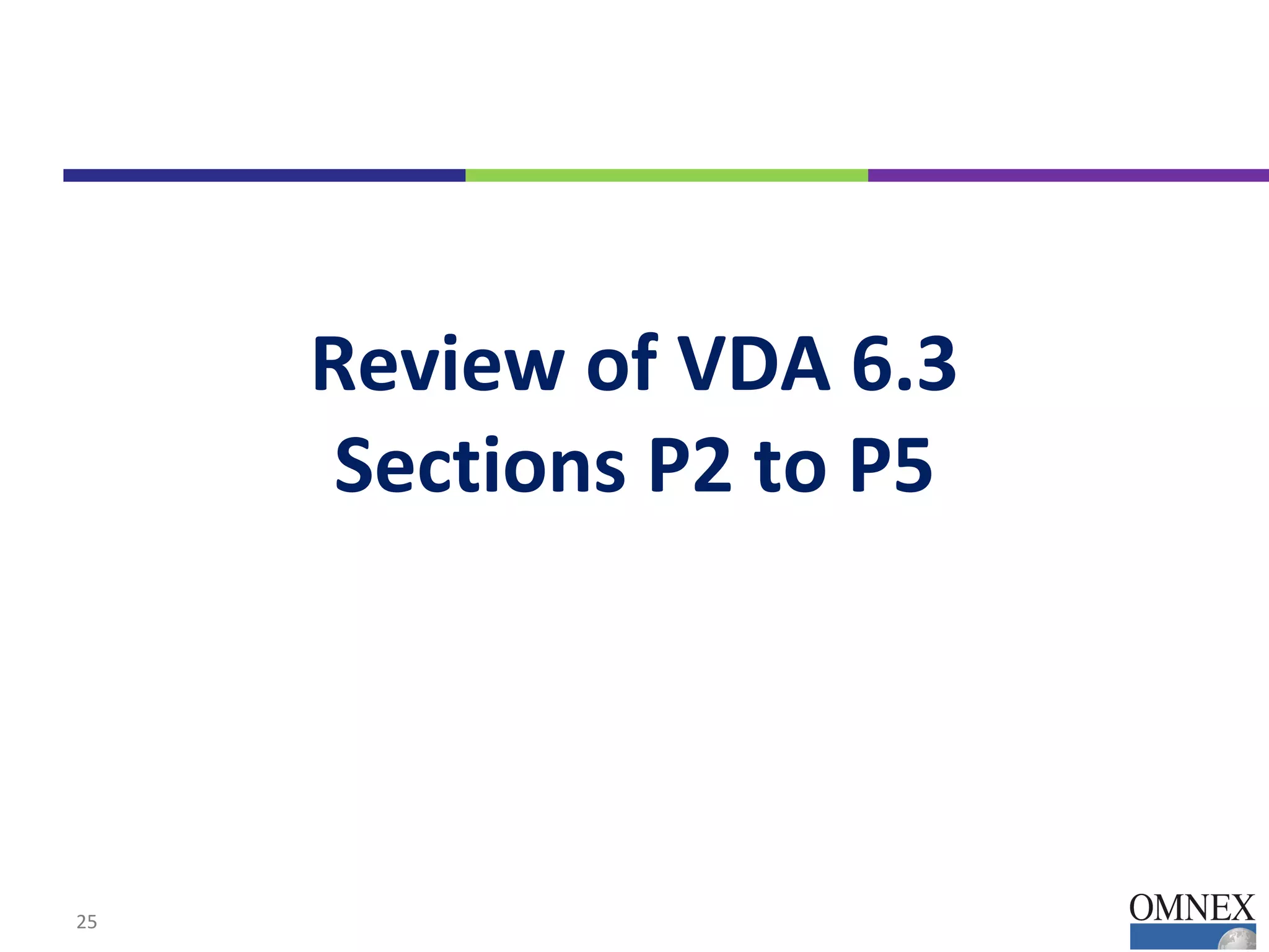 Review of VDA 6.3
Sections P2 to P5
25
 