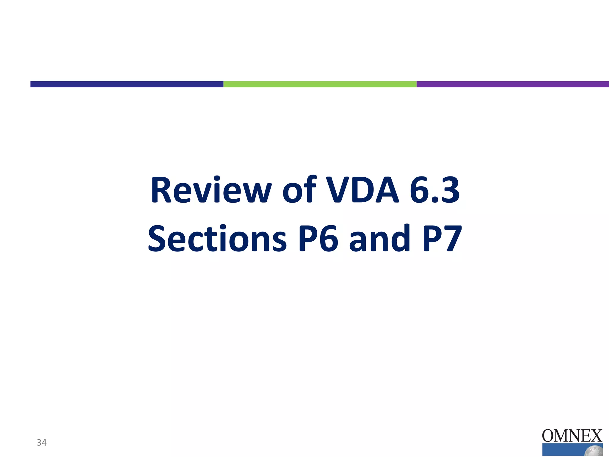Review of VDA 6.3
Sections P6 and P7
34
 