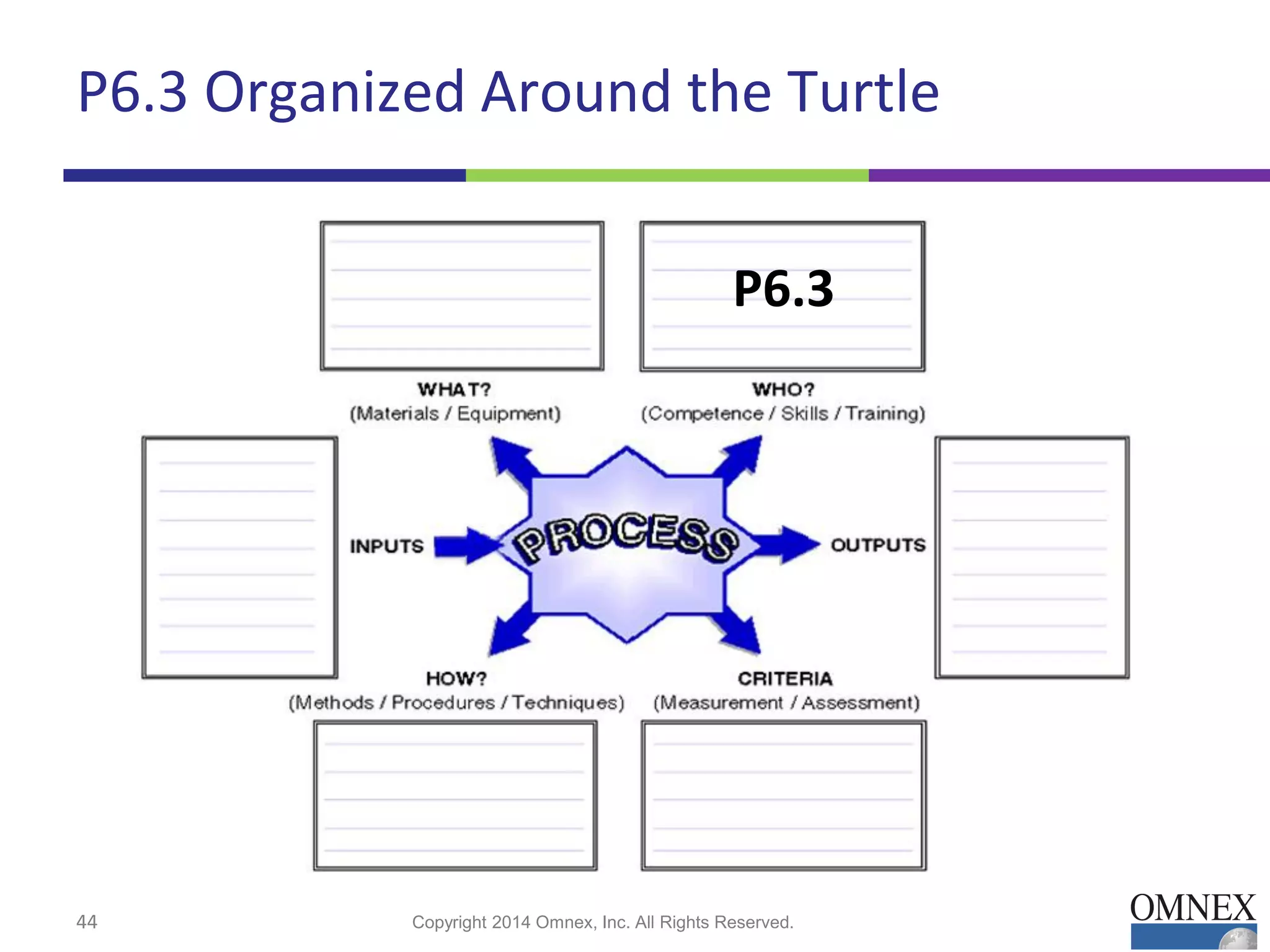 P6.3 Organized Around the Turtle
44 Copyright 2014 Omnex, Inc. All Rights Reserved.
P6.3
 