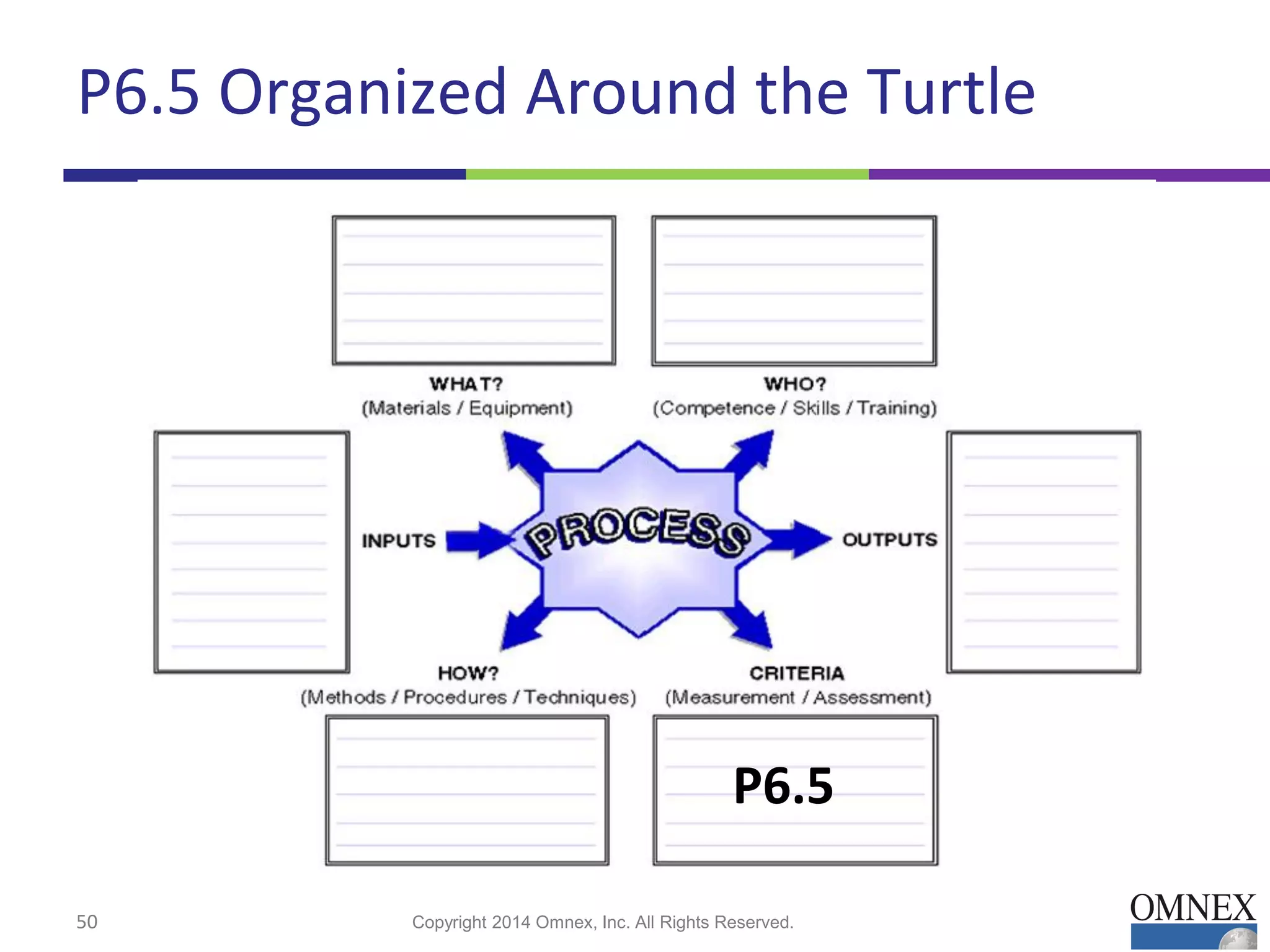 P6.5 Organized Around the Turtle
50 Copyright 2014 Omnex, Inc. All Rights Reserved.
P6.5
 