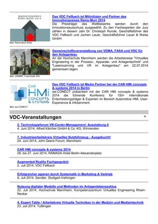Bild: Rems-Murr-Kreis
Das VDC Fellbach ist Mitinitiator und Partner des
Innovationpreises Rems-Murr 2014
Die Preisträger d...