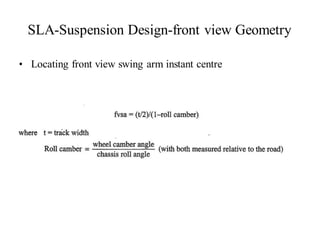 SLA-Suspension Design-front view Geometry
• Locating front view swing arm instant centre
 