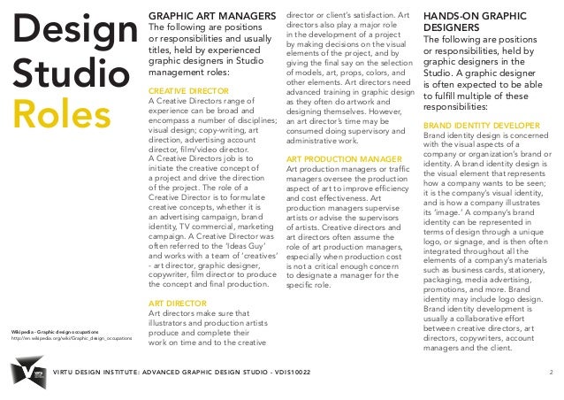 vdis10022 advanced graphics studio lecture 2 studio roles creative job titles for graphic designers