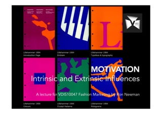 MOTIVATION
Intrinsic and Extrinsic Influences
A lecture for VDIS10047 Fashion Marketing by Ron Newman
 