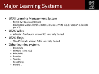 Utas Elearning University of Tasmania virtual learning environment – Strategy and ...