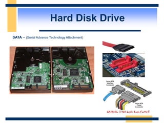Hard Disk Drive
SATA – (Serial Advance Technology Attachment)
 