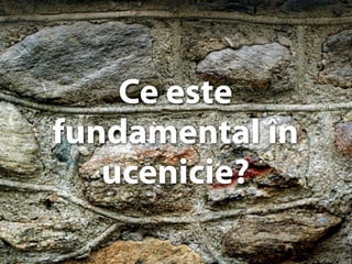 Ce este
fundamental în
ucenicie?
 