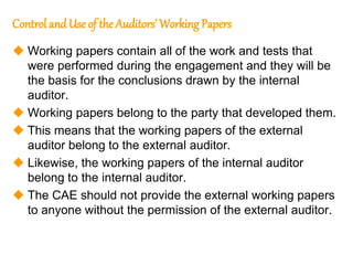 89
89
Control andUse of the Auditors’ Working Papers
 Working papers contain all of the work and tests that
were performe...