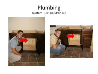 Plumbing Lavatory – 1 ½” pipe drain size 