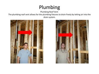 Plumbing Plumbing Roof Vent  The plumbing roof vent allows for the plumbing fixtures to drain freely by letting air into the drain system. 
