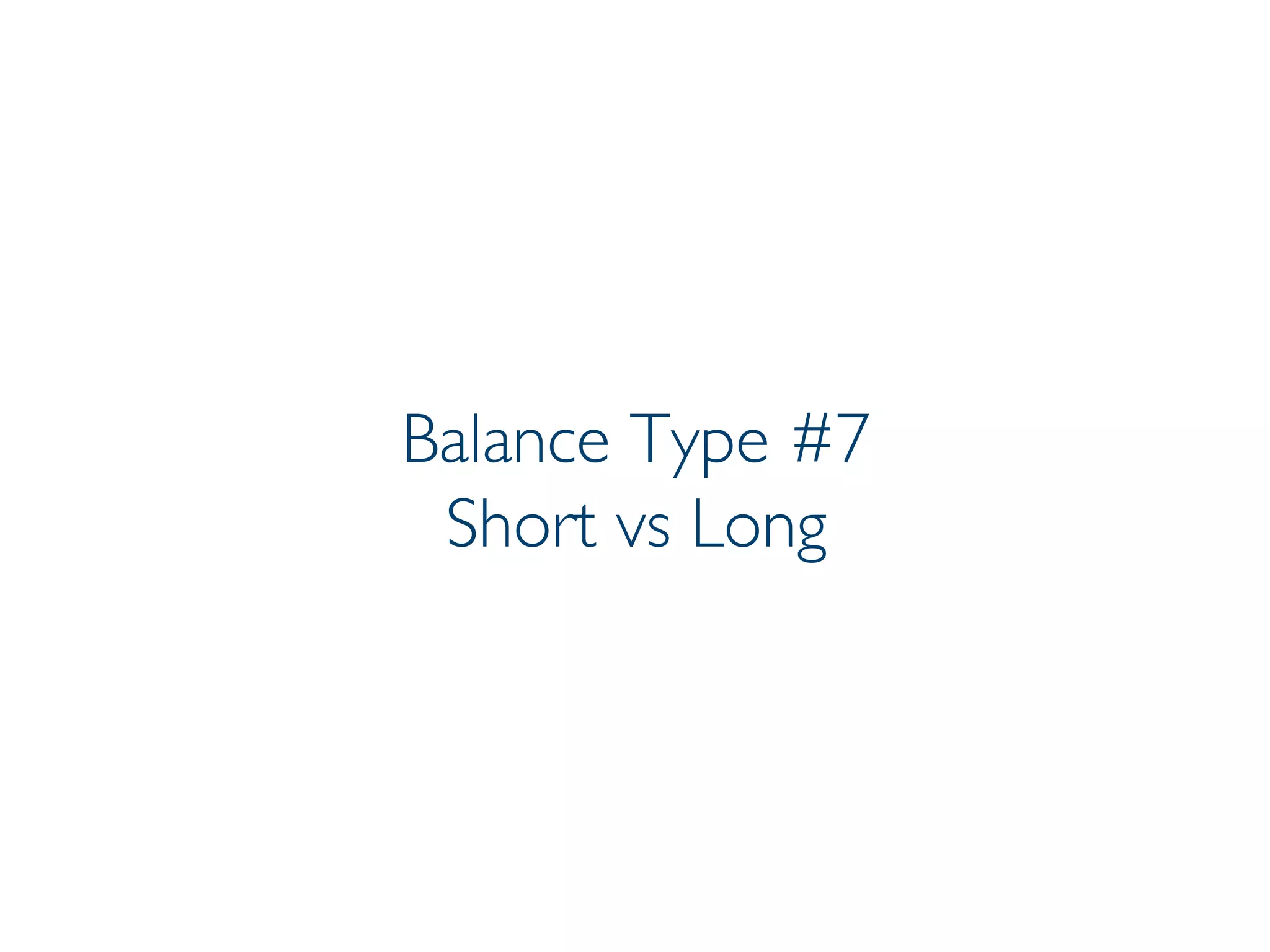 Prof. Pier Luca Lanzi
Balance Type #7
Short vs Long
 