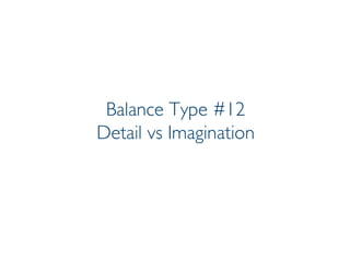 Prof. Pier Luca Lanzi
Balance Type #12
Detail vs Imagination
 