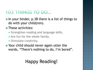 Raising Readers Adult Version Night 2