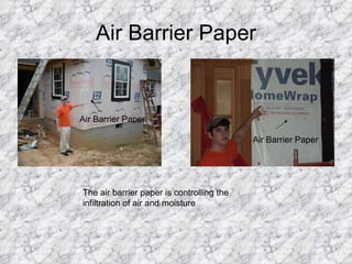 Air Barrier Paper Air Barrier Paper Air Barrier Paper The air barrier paper is controlling the infiltration of air and moisture 