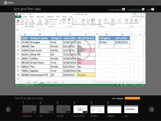 Microsoft Office Excel 2013 Tutorial 12- Sort and Filter data