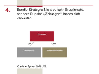 4.   Bundle-Strategie: Nicht so sehr Einzelinhalte,
     sondern Bundles („Zeitungen“) lassen sich
     verkaufen




     Quelle: A. Spreen 2008: 259
 