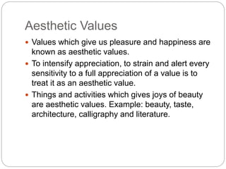 Values Sign Aestedic Value Education | PPTX