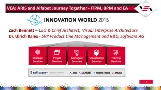 1
VEA: ARIS and Alfabet Journey Together - ITPM, BPM and EA
Zach Bennett – CEO & Chief Architect, Visual Enterprise Architecture
Dr. Ulrich Kalex - SVP Product Line Management and R&D, Software AG
 