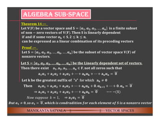 Liner algebra-vector space-2 Algebra of Subspaces | PDF